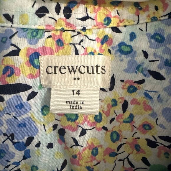 CREWCUTS Boys Size 14 Flex Washed Slim Fit Floral Shirt Short Sleeve Button Down - Picture 3 of 6